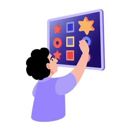 Boy learning from shape board  Illustration