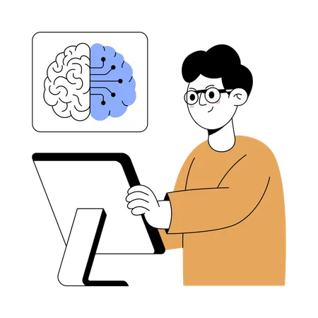 Boy learning machine logic  Illustration