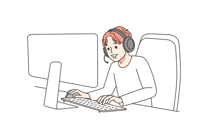 Boy learning online  Illustration
