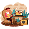 boy play guitar illustration svg