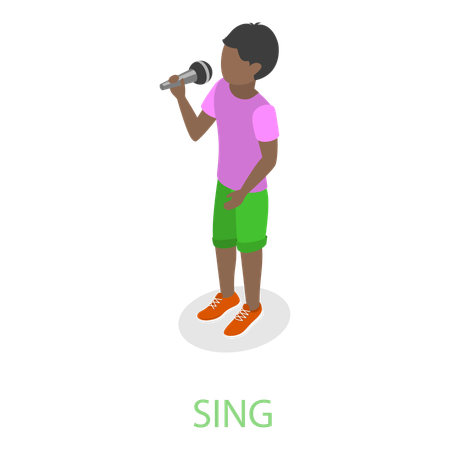 Boy learning to sing song  Illustration