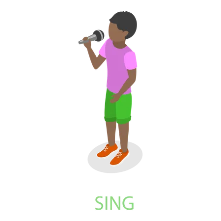 Boy learning to sing song  Illustration