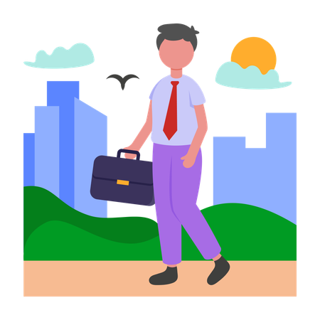 Boy Leaving For Office Early  Illustration