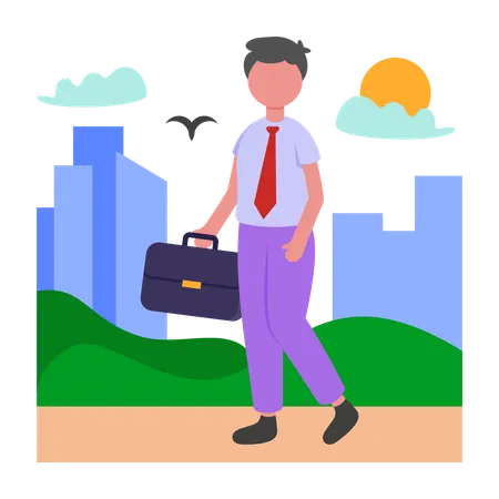 Boy Leaving For Office Early  Illustration