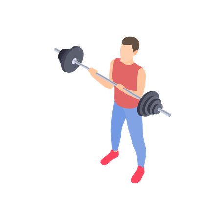 Boy lifting barbell  Illustration