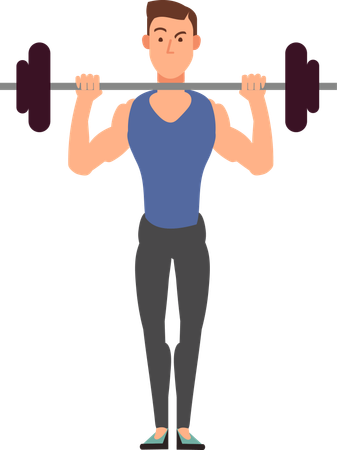 Boy lifting barbell  Illustration