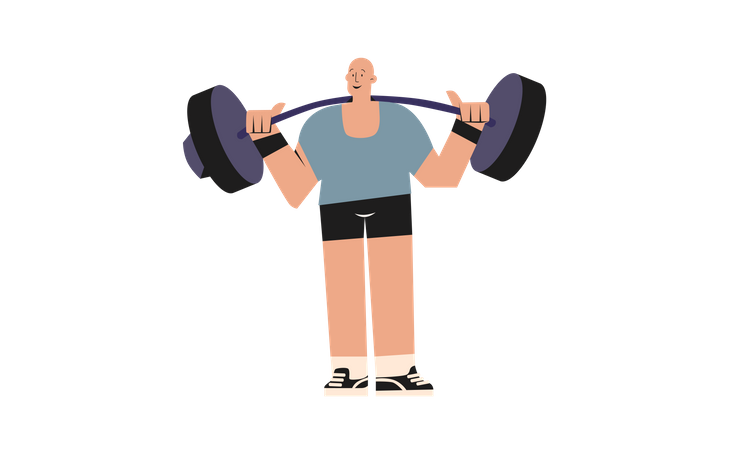 Boy lifting barbell  Illustration