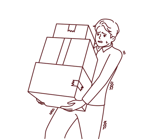 Boy lifting boxes Illustration