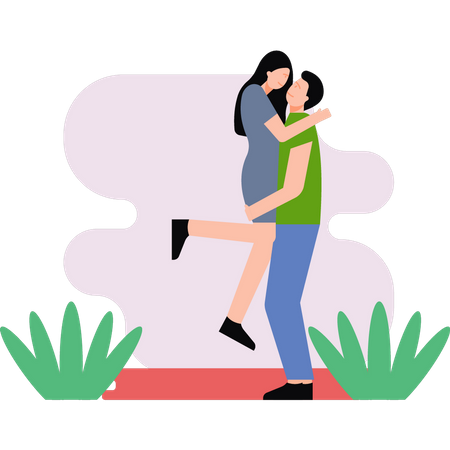 Boy lifting girl Illustration