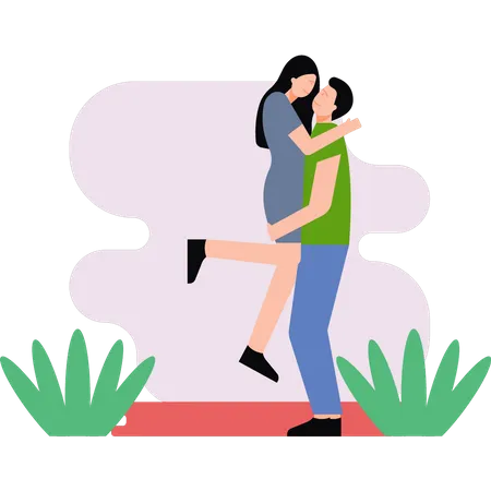 Boy lifting girl Illustration