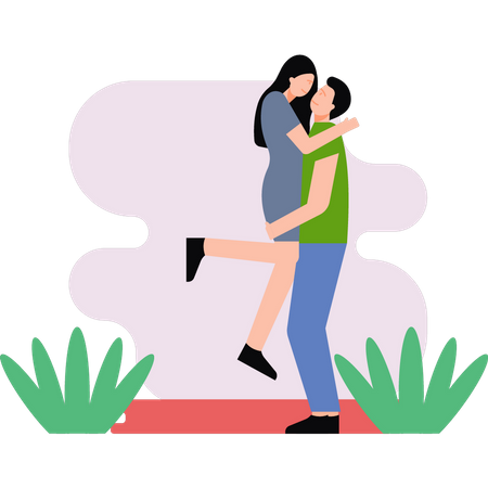 Boy lifting girl  Illustration