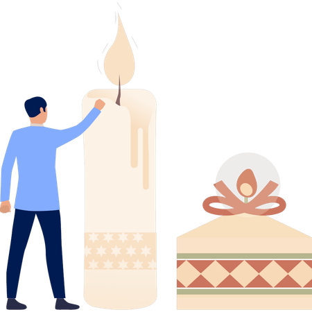 Boy lighting up candle  Illustration