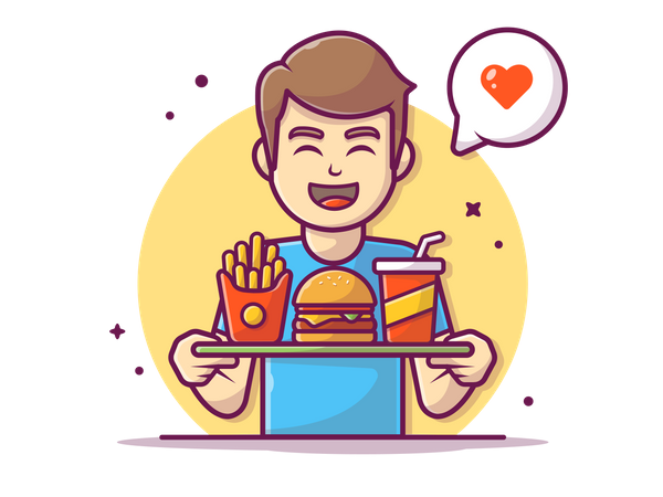 Boy likes burger  Illustration