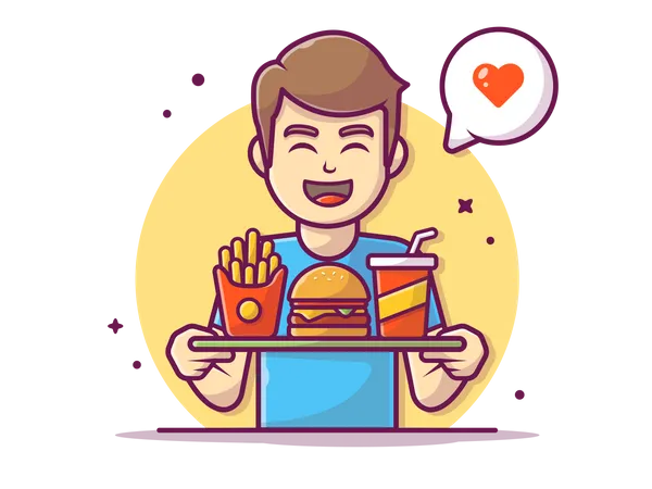 Boy likes burger Illustration