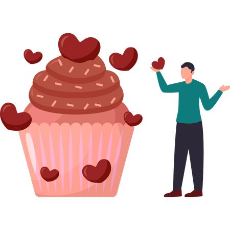 Boy likes cupcakes  Illustration