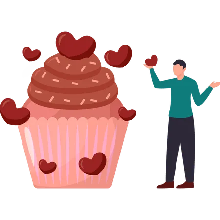 Boy likes cupcakes  イラスト