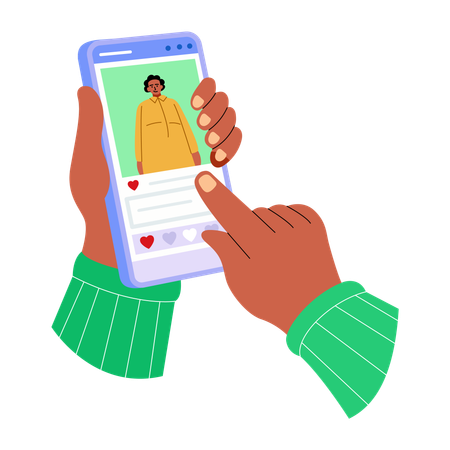 Boy liking online post  Illustration