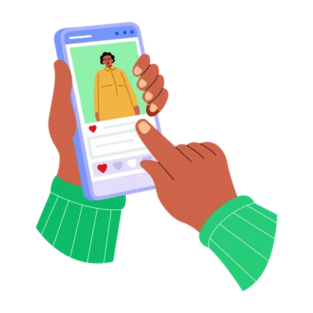 Boy liking online post  Illustration