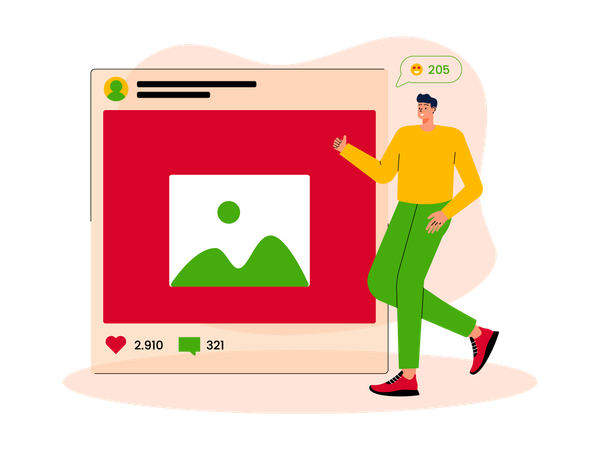 Boy liking social media post  Illustration