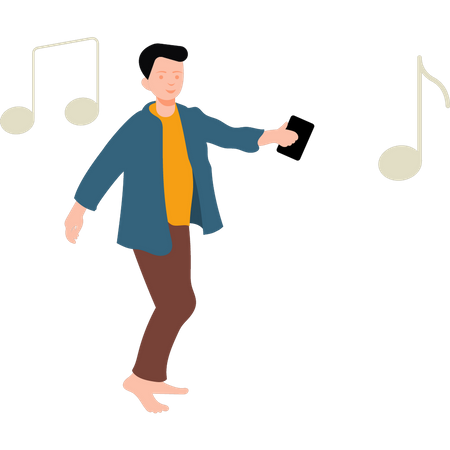 Boy listen to songs  Illustration