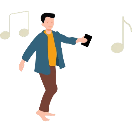 Boy listen to songs  Illustration