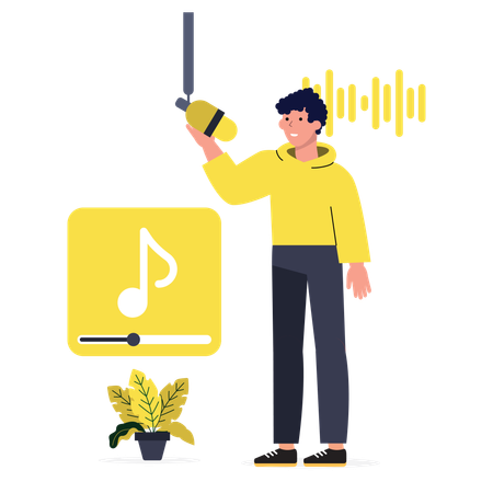 Boy listening audio  Illustration