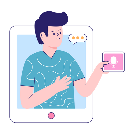 Boy Listening Audio  Illustration