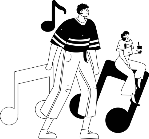Boy Listening Music  Illustration