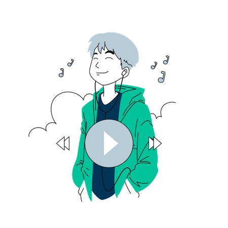 Boy listening music  Illustration