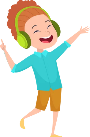 Boy Listening Music  Illustration