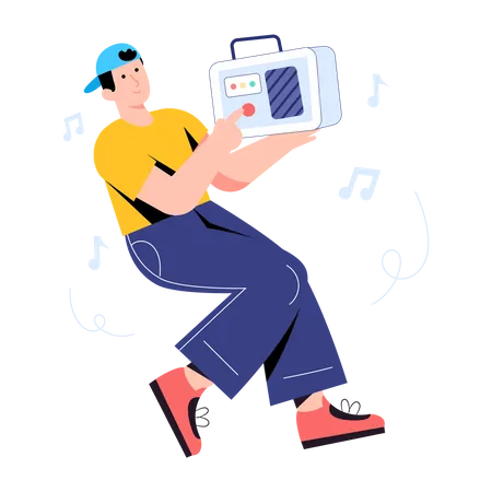 Boy listening Music  Illustration