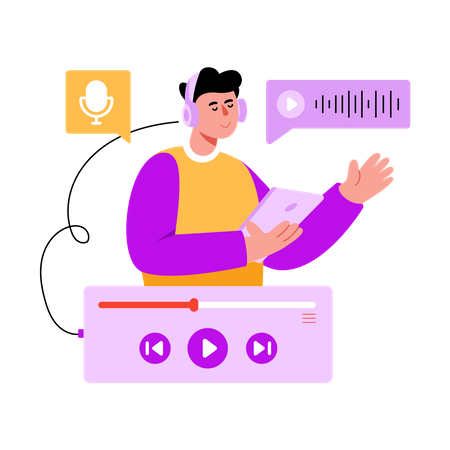 Boy Listening music  Illustration