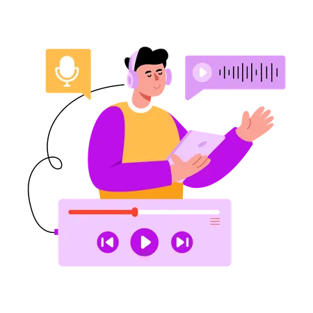 Boy Listening music  Illustration