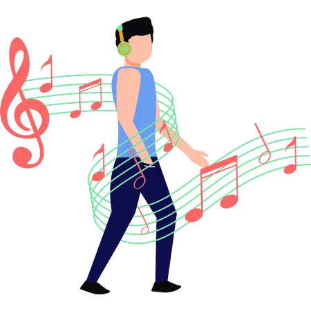 Boy listening music  Illustration