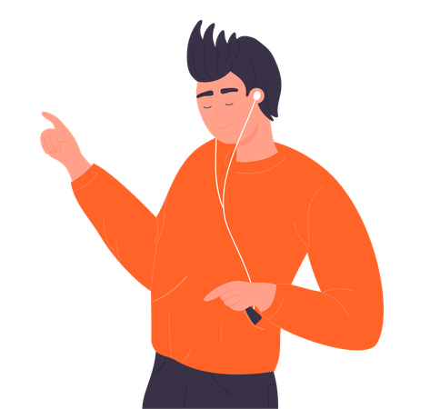 Boy listening music  Illustration