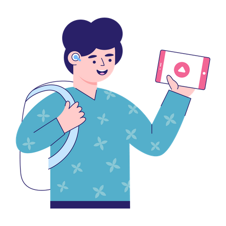 Boy Listening Podcast  Illustration