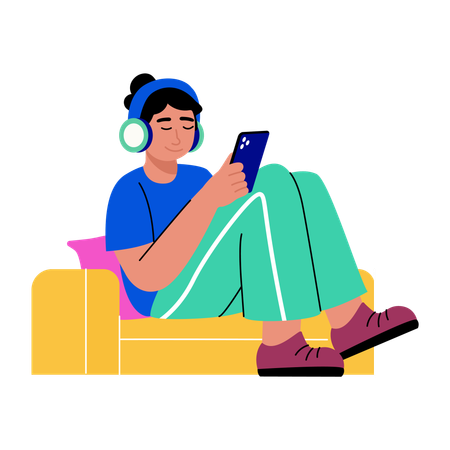 Boy listening to music  Illustration
