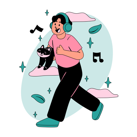 Boy listening to music  Illustration