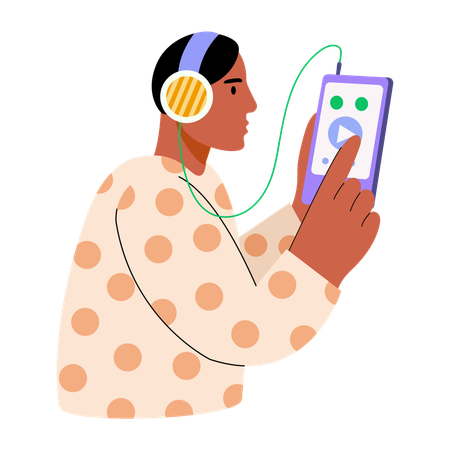 Boy listening to podcast ad  Illustration