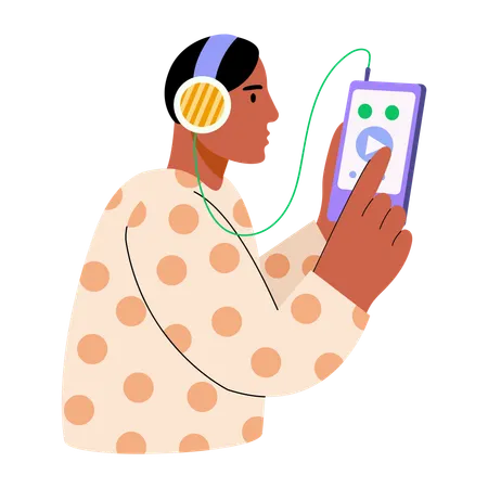 Boy listening to podcast ad  Illustration