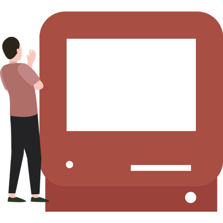 Boy looking at a device  Illustration