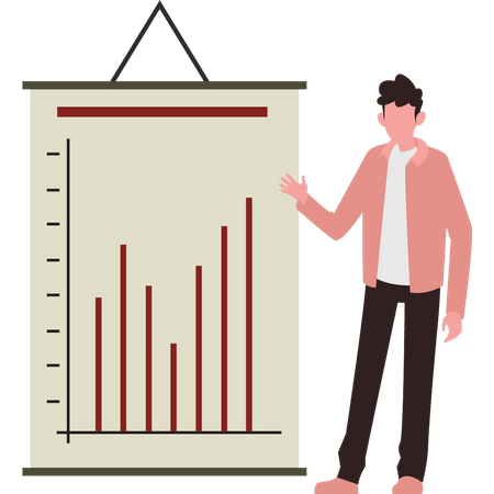 Boy looking at business graph  Illustration