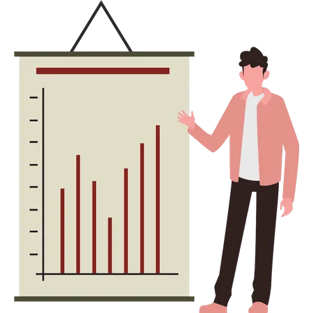 Boy looking at business graph  Illustration