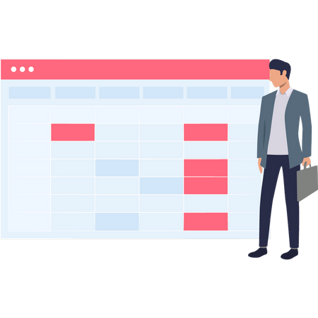 Boy looking at calendar reminder  Illustration