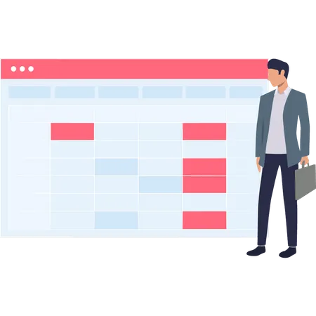 Boy looking at calendar reminder  Illustration