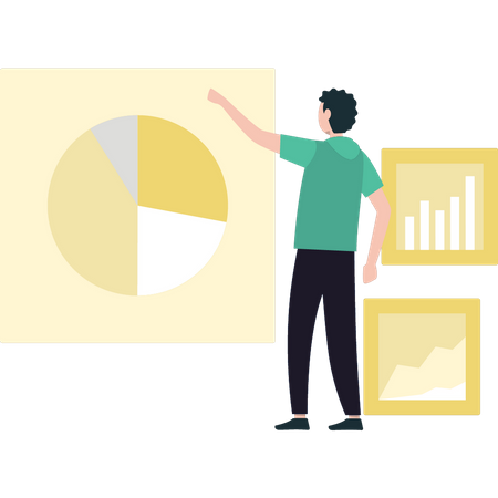 Boy looking at chart graph  Illustration