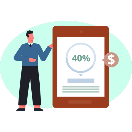 Boy looking at credit score  Illustration