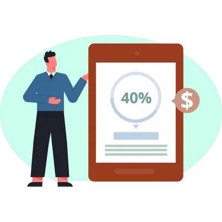 Boy looking at credit score  Illustration