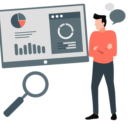 Boy looking at graphical chart  Illustration