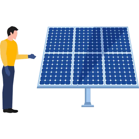 Boy looking at solar sheets  Illustration